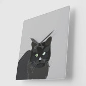 Zwarte kat vierkante klok (Hoek)