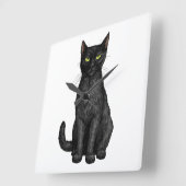 Zwarte kat vierkante klok (Hoek)