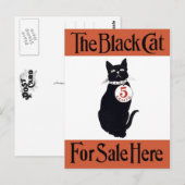 Zwarte kat - Vintage Poster Briefkaart (Voorkant / Achterkant)