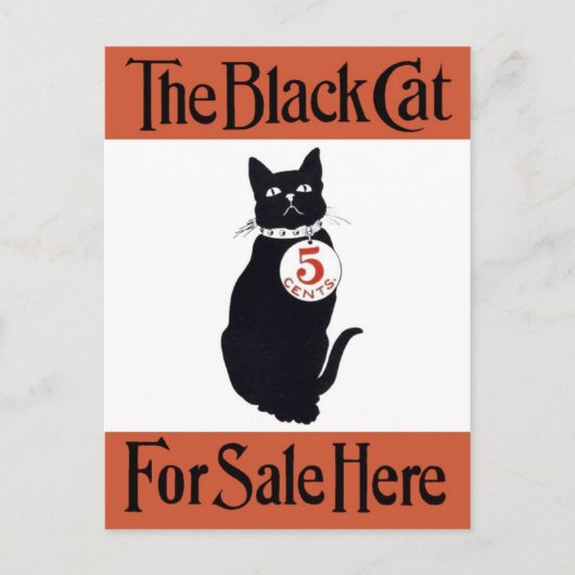Zwarte kat - Vintage Poster Briefkaart (Voorkant)