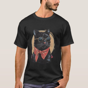 Zwarte Kat Vintage Retro Stijl Zwarte Kitty Katten T-shirt