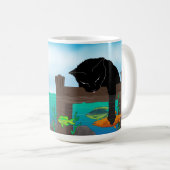 Zwarte kat Vist groot Koffiemok (Voorkant rechts)