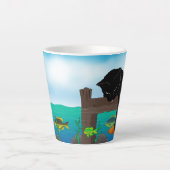 Zwarte kat Vist Latte Mok (Voorkant)