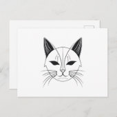 Zwarte kat-vlakte briefkaart (Voorkant / Achterkant)