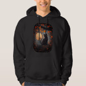 Zwarte Kat Volle Maan Herfst Herfst Halloween Hoodie (Voorkant)
