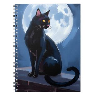 Zwarte Kat   Volle Maan Huisdier Schilderen Notitieboek