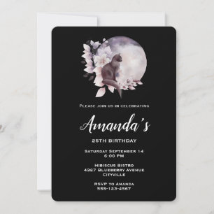 Zwarte Kat voor een Magische Volle Maan Birthday Kaart