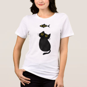Zwarte Kat vs Zwarte Vis Grappig Tri-Blend Shirt