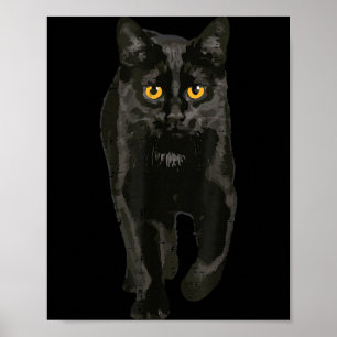 Zwarte Kat Wandelende Kitten Kitty Halloween en Ma Poster