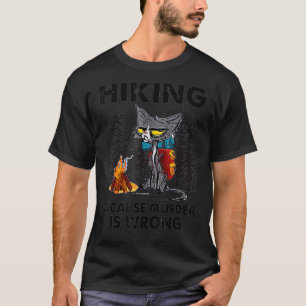 Zwarte kat wandelt omdat moord fout is boze hem t-shirt