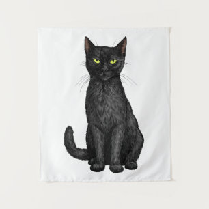 Zwarte kat wandkleed