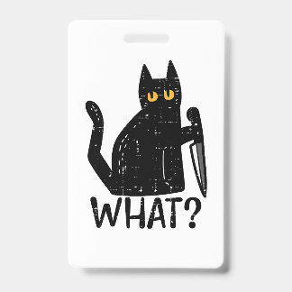 Zwarte Kat Wat Mes Grappige Moorddadige Halloween  Badge