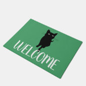 Zwarte kat welkom mat (Schuin)