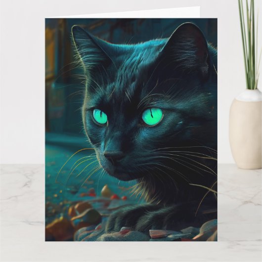 Zwarte Kat Wenskaarten Kaart (Voorkant)
