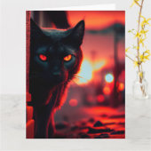 Zwarte Kat Wenskaarten Kaart (Gele Bloem)