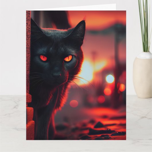Zwarte Kat Wenskaarten Kaart (Voorkant)