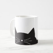 Zwarte kat, whiskers en staart koffiemok (Voorkant links)