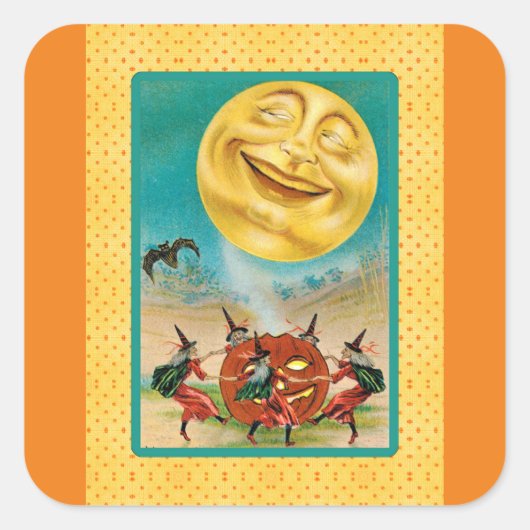  zwarte kat Witch Halloween Sticker (Voorkant)