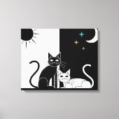 Zwarte kat, witte kat canvas afdruk (Voorkant)