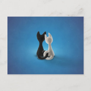 Zwarte kat Witte kat (kleur 1) Briefkaart