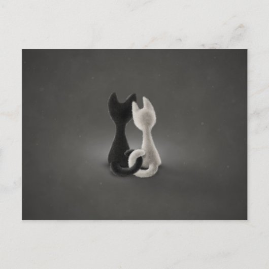 Zwarte kat Witte kat (kleur 2) Briefkaart (Voorkant)