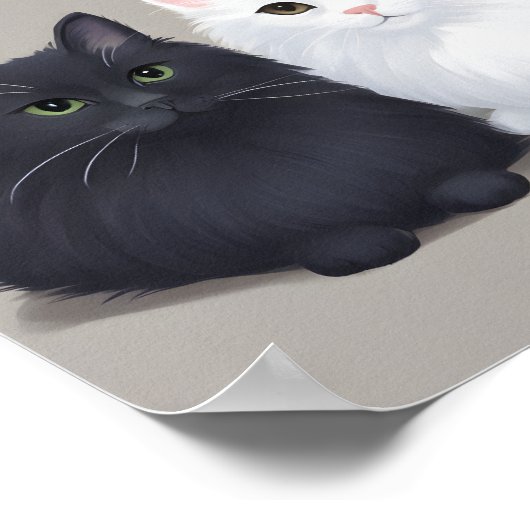 zwarte kat witte kat poster (Hoek)
