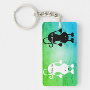 Zwarte kat   Witte kat Sleutelhanger