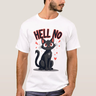 ZWARTE KAT ZEGT 'HEL NEE' T-SHIRT