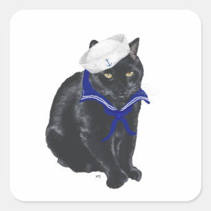 Zwarte Kat Zeiler Vierkante Sticker