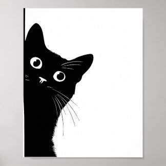 Zwarte Kat Zijaanzicht Poster voor Kat Liefhebbers