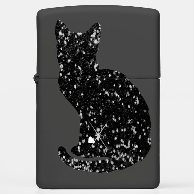 Zwarte kat Zippo aansteker (Voorkant)