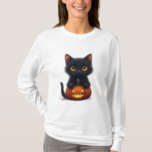 Zwarte Kat Zit Binnen Een Pompoen T-shirt