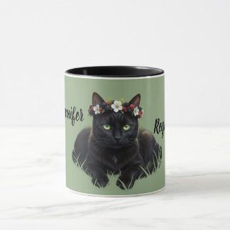 Zwarte Kat / Zwarte Bes Bloesem Kroon Persoonlijk Mok