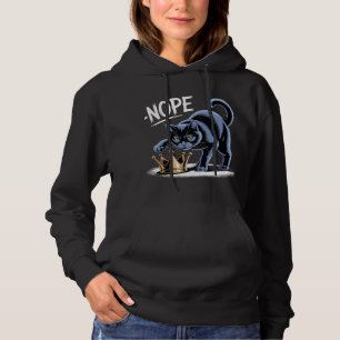 Zwarte Kat Zweet Kroon met "NOPE" Quote Hoodie