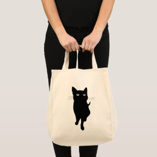 Zwarte kattekatje tote bag