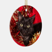 Zwarte kattekerst keramisch ornament (Rechts)