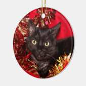 Zwarte kattekerst keramisch ornament (Links)