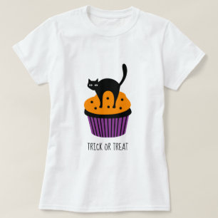 Zwarte kattekoekje Halloween-thema T-shirt