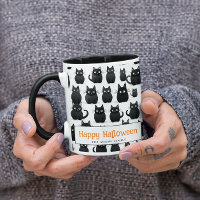 Zwarte katten aangepaste naam Happy Halloween