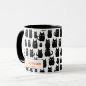 Zwarte katten aangepaste naam Happy Halloween Mok (Voorkant links)