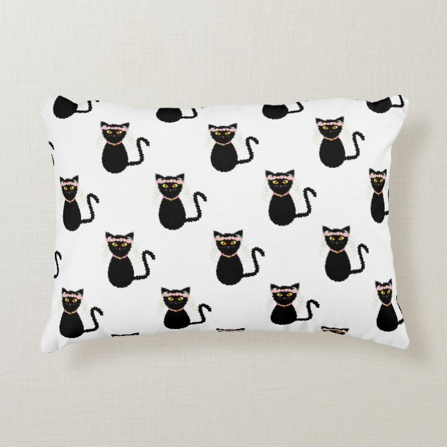 Zwarte katten accent kussen (Voorkant)
