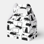 Zwarte katten die op het laptoppatroon zitten bedankdoosjes (Achterkant)