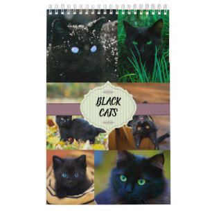 Zwarte katten één pagina kalender
