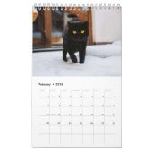 Zwarte katten één pagina kalender (Feb 2026)
