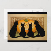 Zwarte katten en een Jack O'Lantern Briefkaart (Voorkant / Achterkant)
