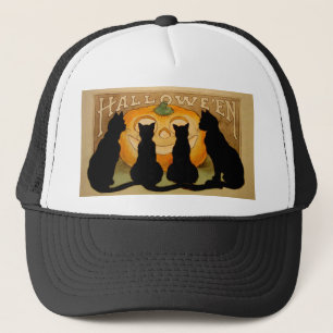 Zwarte katten en een Jack O'Lantern Trucker Pet