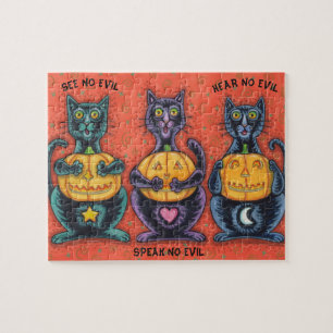 ZWARTE KATTEN EN JACKS ZIEN GEEN KWAD HALLOWEEN PU LEGPUZZEL