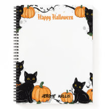 Zwarte katten en pompoen Happy Halloween