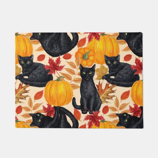 Zwarte katten en pompoenen deurmat (Voorkant)