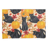 Zwarte katten en pompoenen kussensloop (Voorkant-Rechts)